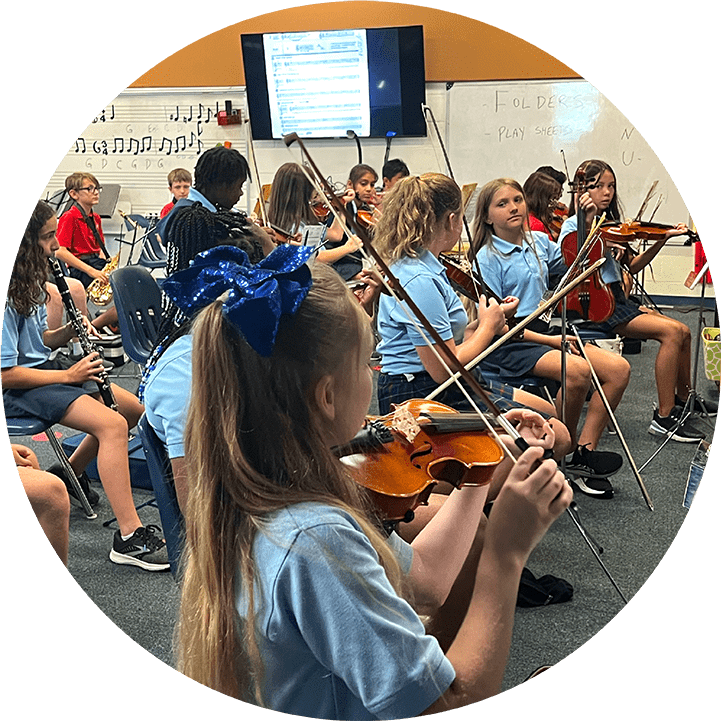 St. Francis Xavier Catholic School students with musical instruments