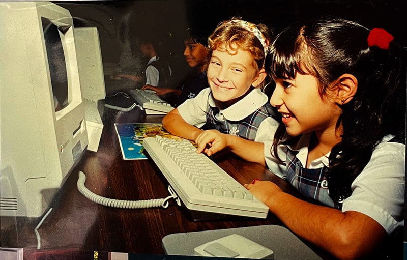 St. Francis Xavier Catholic School students in computer class