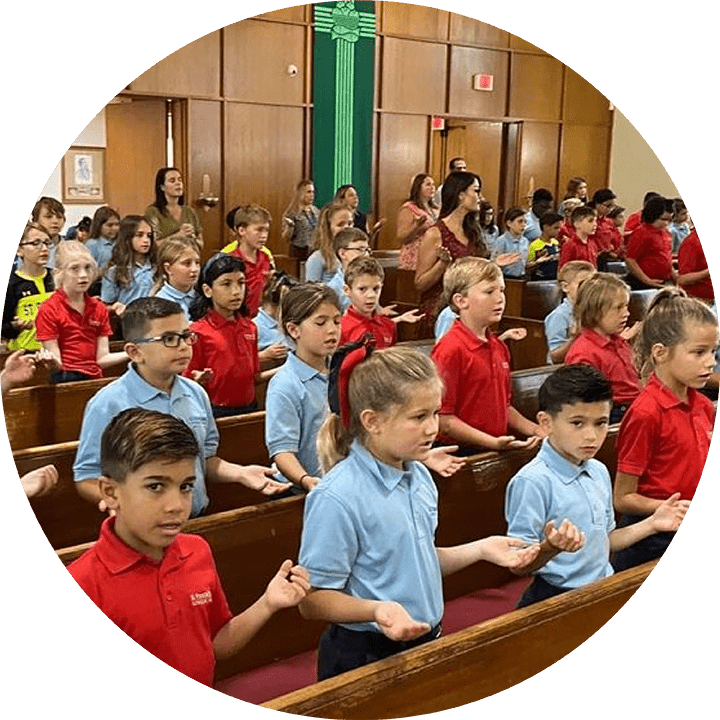 St. Francis Xavier Catholic School students in church