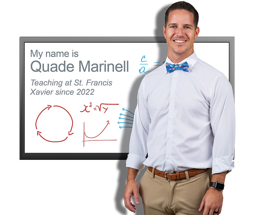 Quade Marinell. Teaching at St. Francis Xavier since 2022.