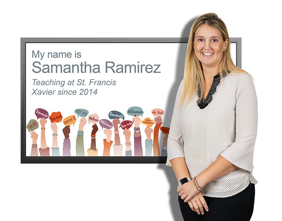 Samantha Ramirez. Teaching at St. Francis Xavier since 2014.