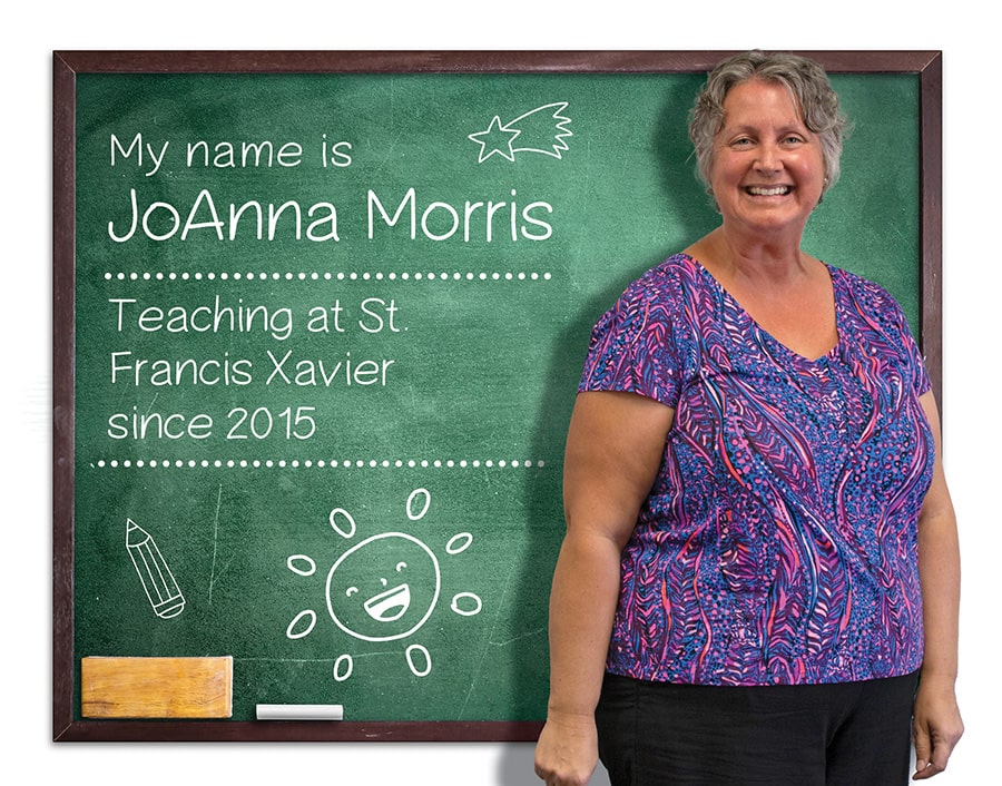 JoAnna Morris, teaching at St. Francis Xavier since 2015