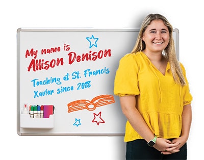 Allison Denison. Teaching at St. Francis Xavier since 2017