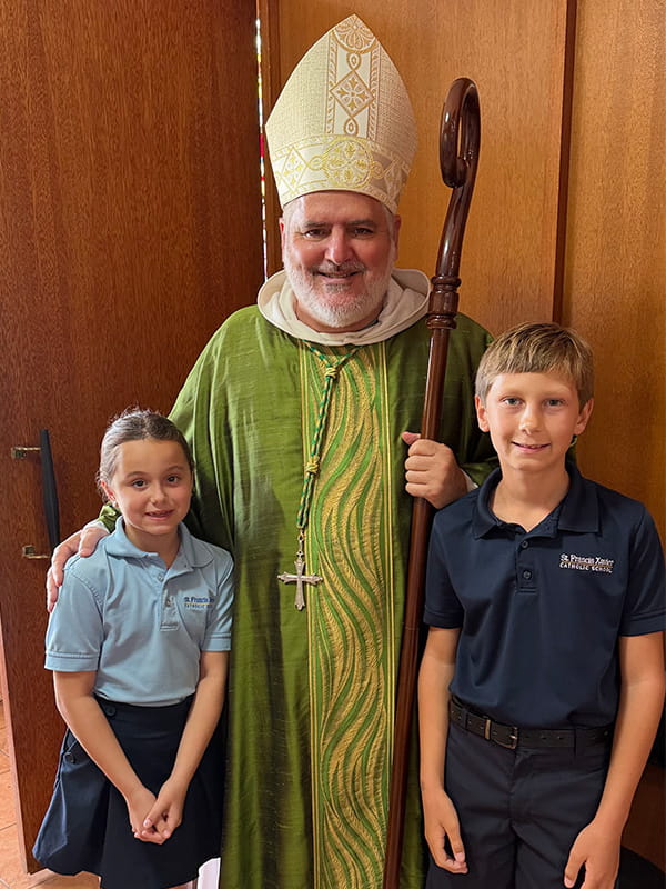 The Bishop with St. Francis Xavier students